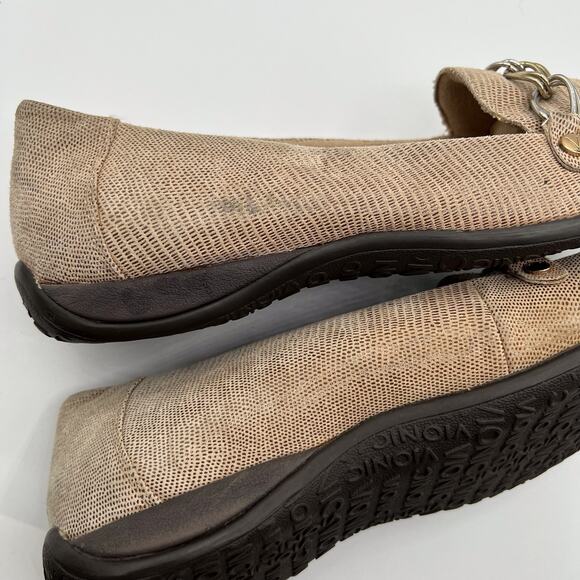 Vionic Orthaheel Alda Womens 10 Beige Saddle Lizard Print Leather Loafers Tan - Picture 5 of 11